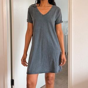 American Vintage Sonoma V-Neck T-Shirt Dress - Charcoal Grey